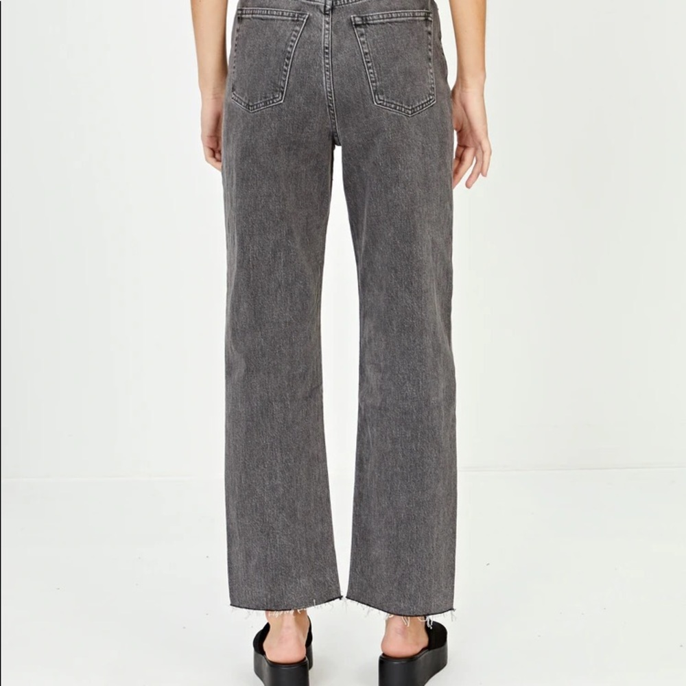 Super high rise straight leg black washed jeans